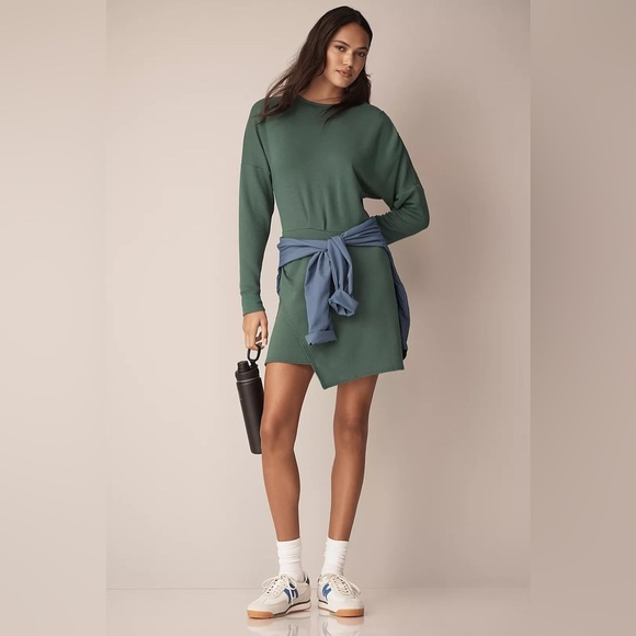 NWT! Daily Practice by Anthropologie Long-Sleeve Asymmetrical Mini Dress ☀️🧢 - Picture 3 of 8